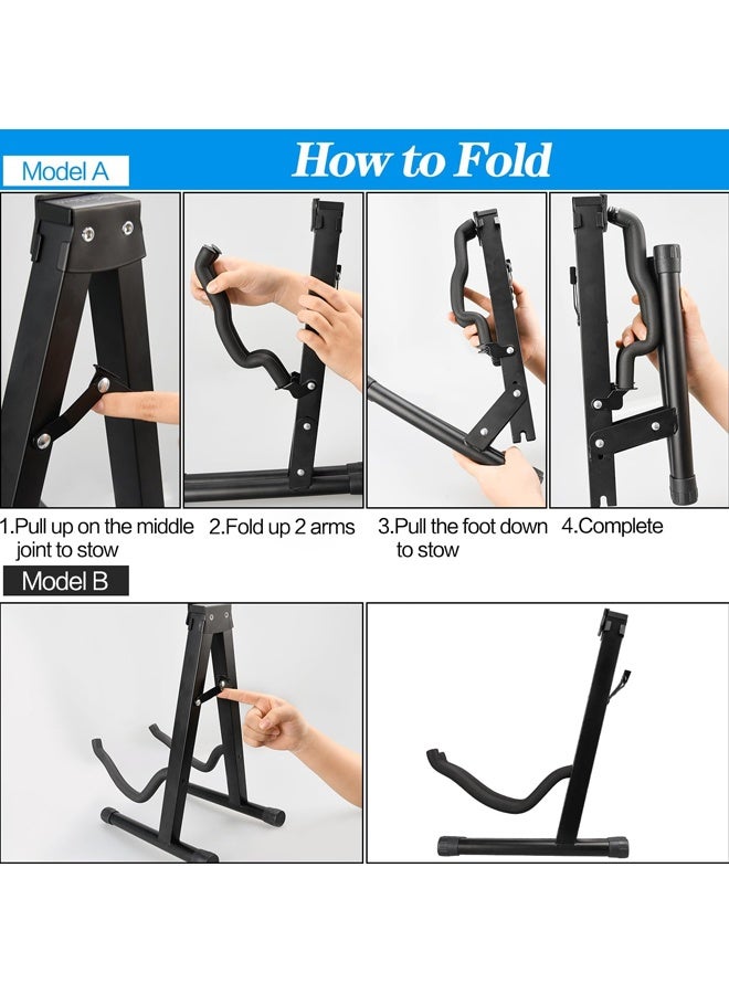 Guitar Stand, A-Frame Folding Guitar Stand with Non-Slip Rubber and Foam Arms, Metal Guitar Stand for Acoustic Guitar, Electric Guitar, Bass, Ukulele, Banjo - Image 2